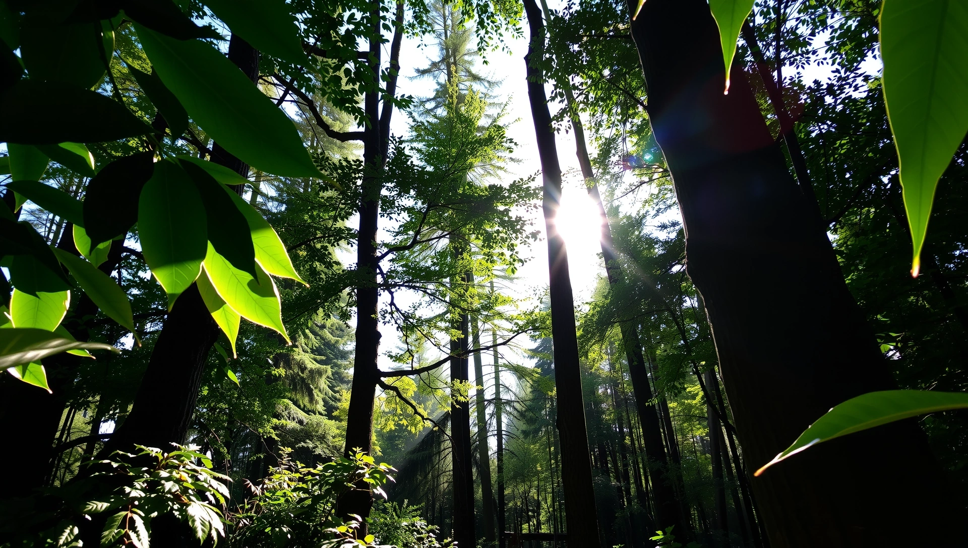 Lush green forest with sunlight filtering through the canopy, symbolizing nature's purity and origin.