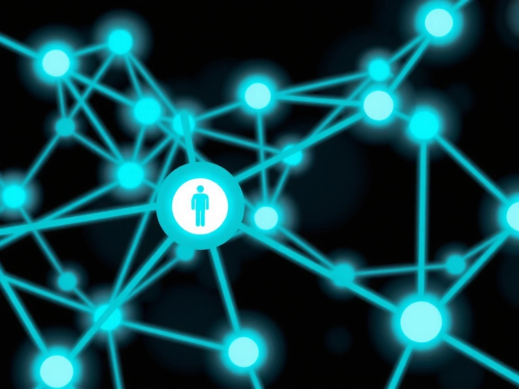 Interconnected network of people and data, symbolizing secure sharing